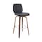 Armen Living Renee 30" Swivel Gray Faux Leather and Walnut Wood Bar Stool LCRNBAWAGR30 - alternate 1